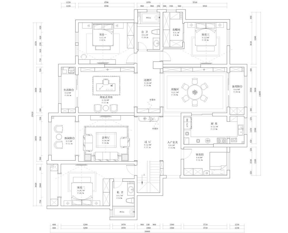 新中式別墅大宅裝修設(shè)計(jì)-首層布局圖